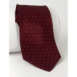 SAVILLE ROW MENS TIE BURGUNDY AND RED Gold Squares 4 X 61” 100% Silk Made USA